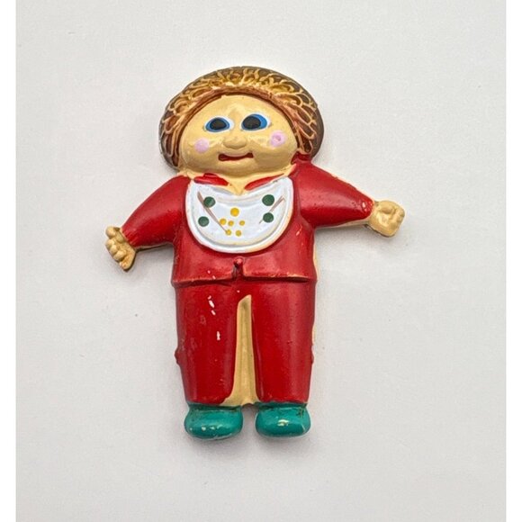 Vintage Cabbage Patch Kid Refrigerator Magnet Pressed Tin Litho Red Doll - Picture 6 of 6